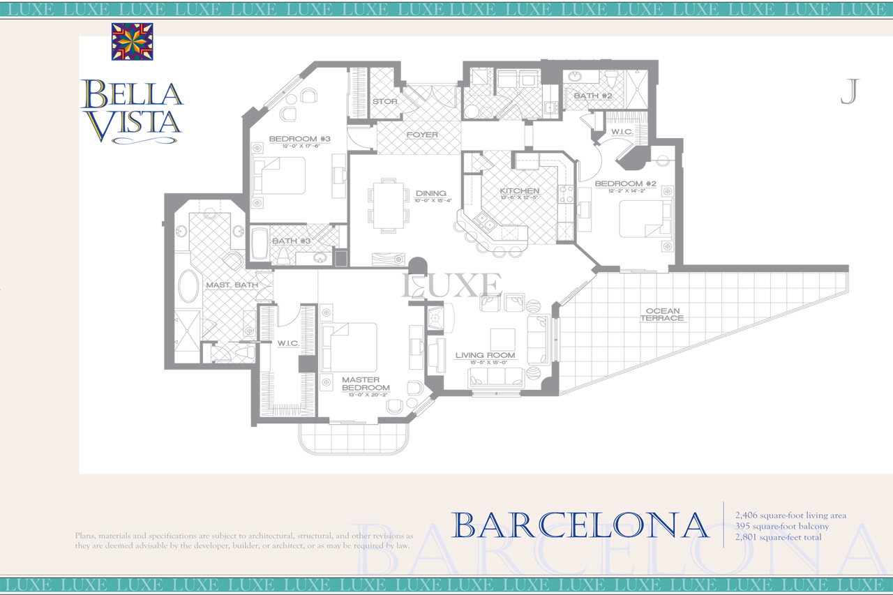 Barcelona Unit 09 - 2515 S Atlantic Ave - Bella Vista Floor Plans Daytona Beach Shores - The LUXE Group 386.299.4043